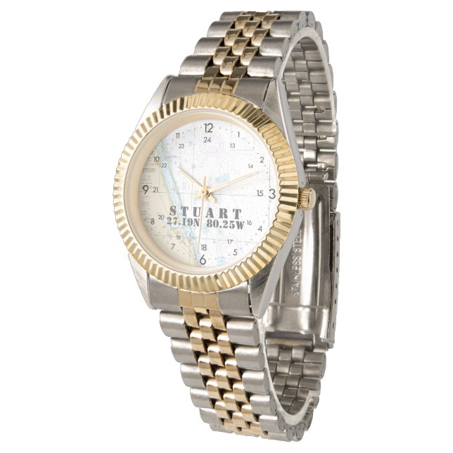 Reloj De Pulsera Gráfica náutica Stuart Florida Longitud Latitude (Angular)