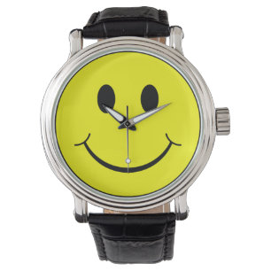 Reloj De Pulsera Gráfico amarillo feliz de la cara