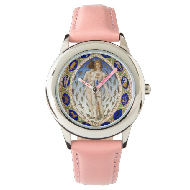 RELOJ DE PULSERA GRÁFICO DE ASTROLOGÍA ANTIGUA Y RÓTULOS ZODIACALES (Anverso)