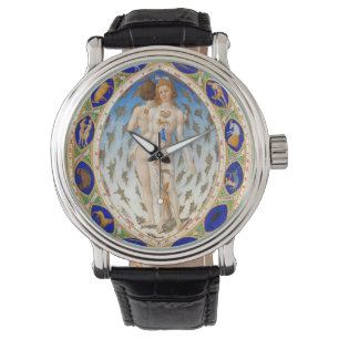RELOJ DE PULSERA GRÁFICO DE ASTROLOGÍA ANTIGUA Y RÓTULOS ZODIACALES