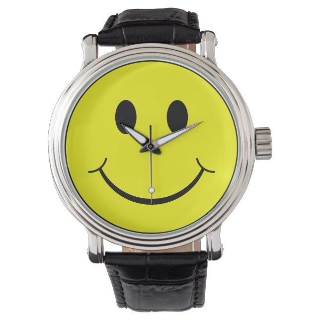 Reloj De Pulsera Gráfico de la cara amarilla feliz (Anverso)