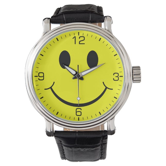 Reloj De Pulsera Gráfico de la cara amarilla feliz (Anverso)