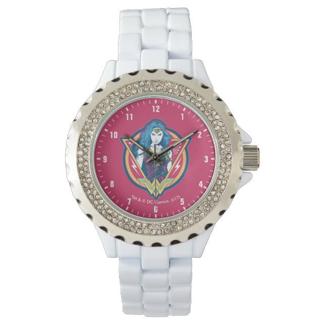 Reloj De Pulsera Gráfico de tres colores de mujer maravilla (Anverso)
