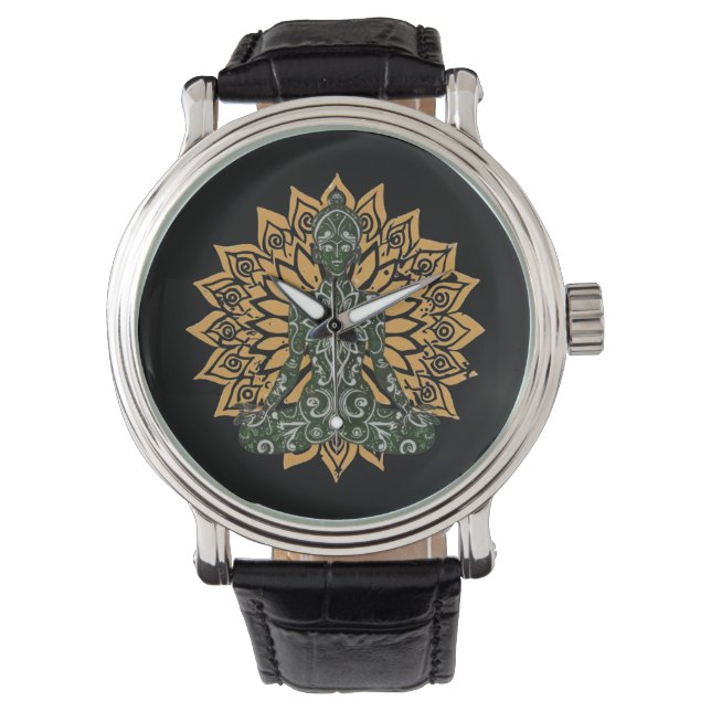 Reloj De Pulsera Gráfico de Yoga Lotus Pose Zen (Anverso)