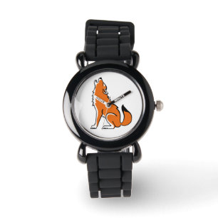 Reloj De Pulsera Gráfico - Red WOLF - Guerrero de la vida silvestre