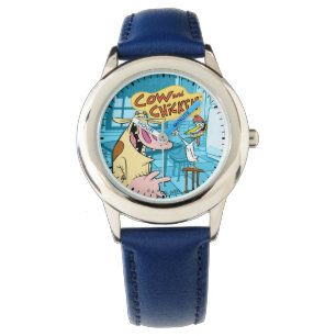 Reloj De Pulsera Gráfico sonriente de vaca y pollo