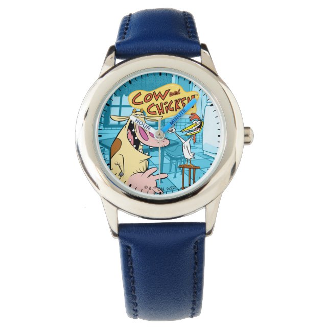 Reloj De Pulsera Gráfico sonriente de vaca y pollo (Anverso)