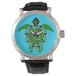 Reloj De Pulsera Gráfico - Tortuga marina - Vida silvestre - Aqua -