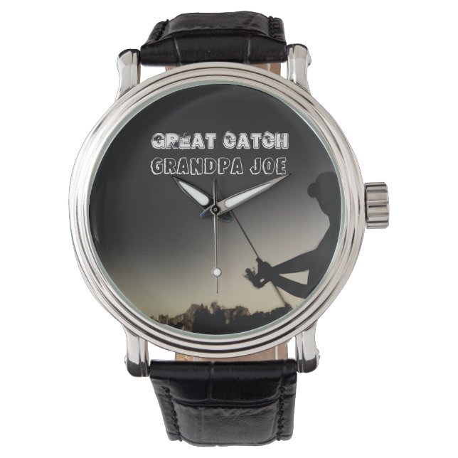 Reloj De Pulsera Gran captura - Artsy Fisherman Fishing Personaliza (Anverso)