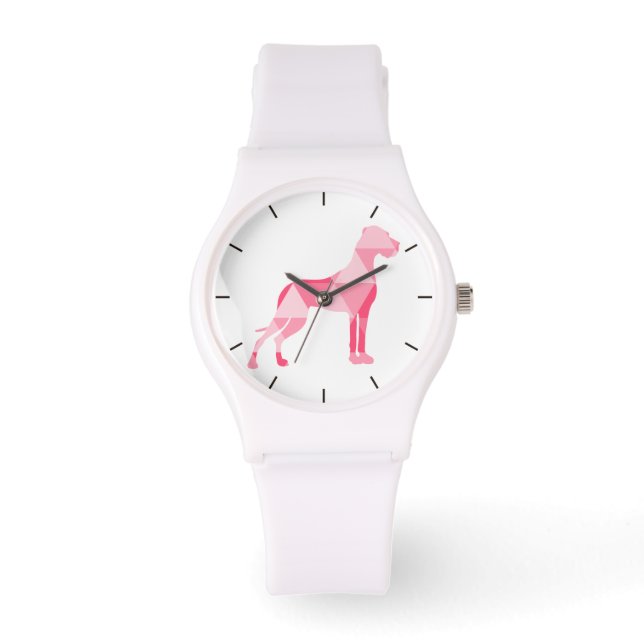Reloj De Pulsera Gran Danés Poligonal Rosa (Anverso)