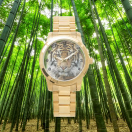Reloj De Pulsera Gran gato Sumatra Tigre con números negros