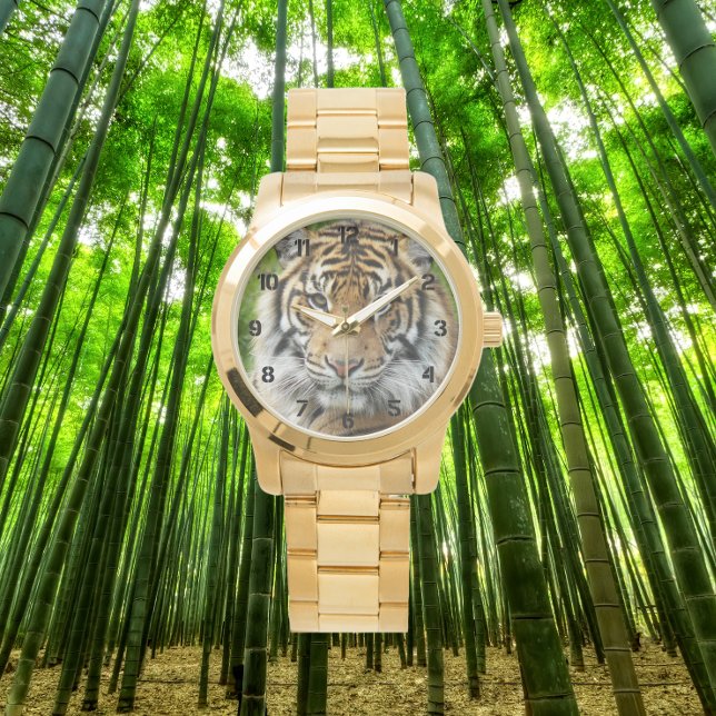Reloj De Pulsera Gran gato Sumatra Tigre con números negros (Subido por el creador)