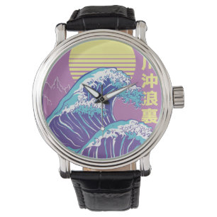 Reloj De Pulsera Gran ola vaporwave Kanagawa