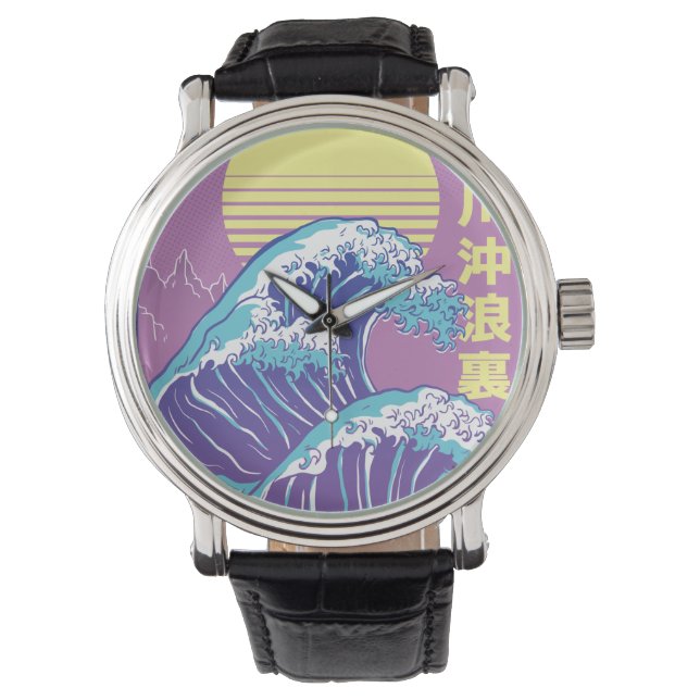 Reloj De Pulsera Gran ola vaporwave Kanagawa (Anverso)