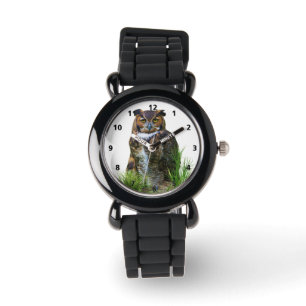 Reloj De Pulsera Gran personalizable del búho de cuernos