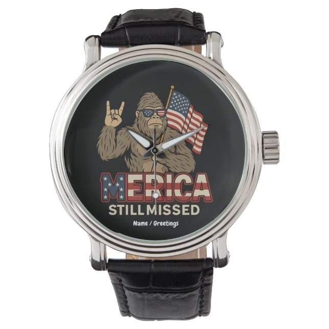 Reloj De Pulsera Gran pie "Merica aún perdida" Patriota 4 de julio (Anverso)