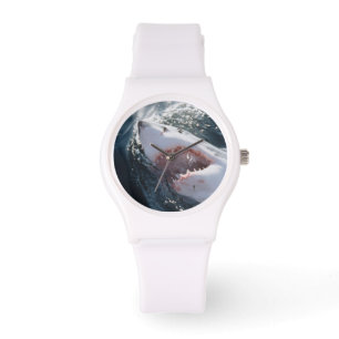 Reloj De Pulsera Gran tiburón blanco en el mar