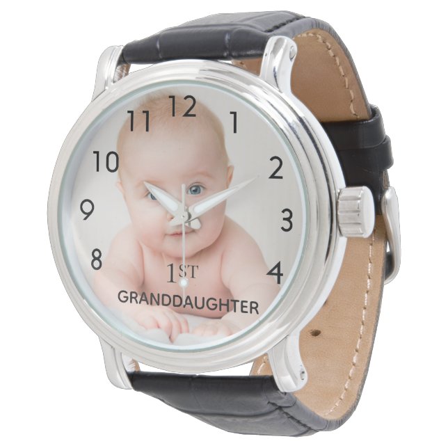 Reloj De Pulsera Granddaugher baby custom photo grandfather (Angular)