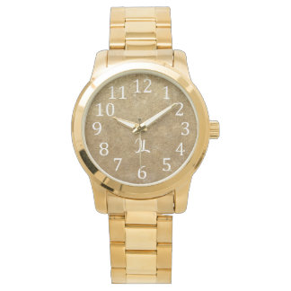 Reloj de pulsera grande con tema de oro con monogr