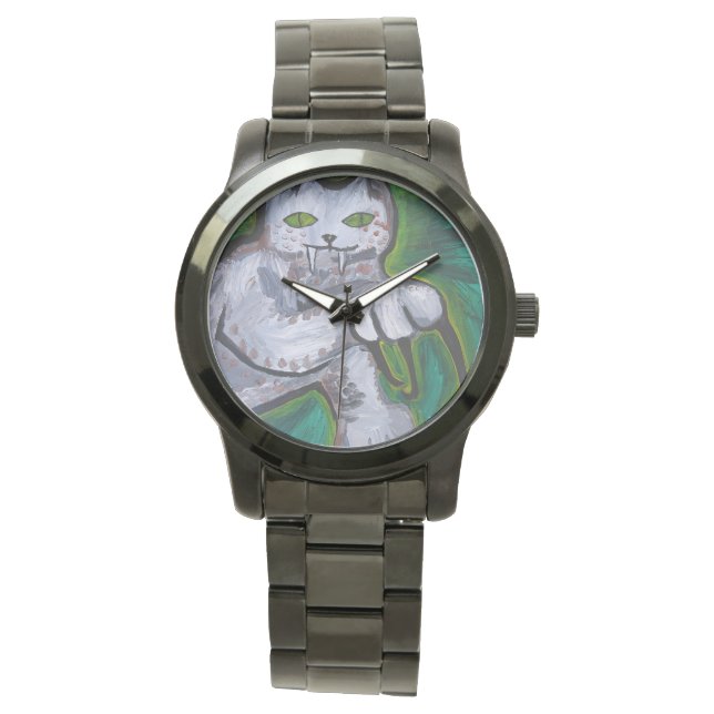 RELOJ DE PULSERA GRANDES GATOS VIGILANDO POR PAULA REILLY. (Anverso)