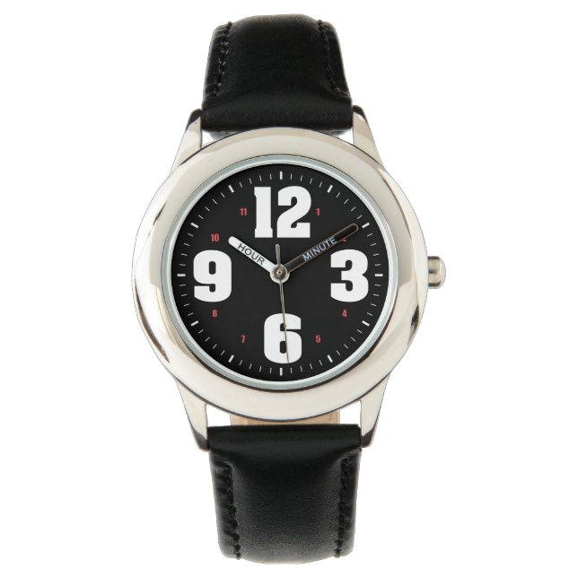 Reloj De Pulsera Grandes números blancos (Anverso)