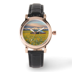Reloj De Pulsera Granjas   Campo de girasol