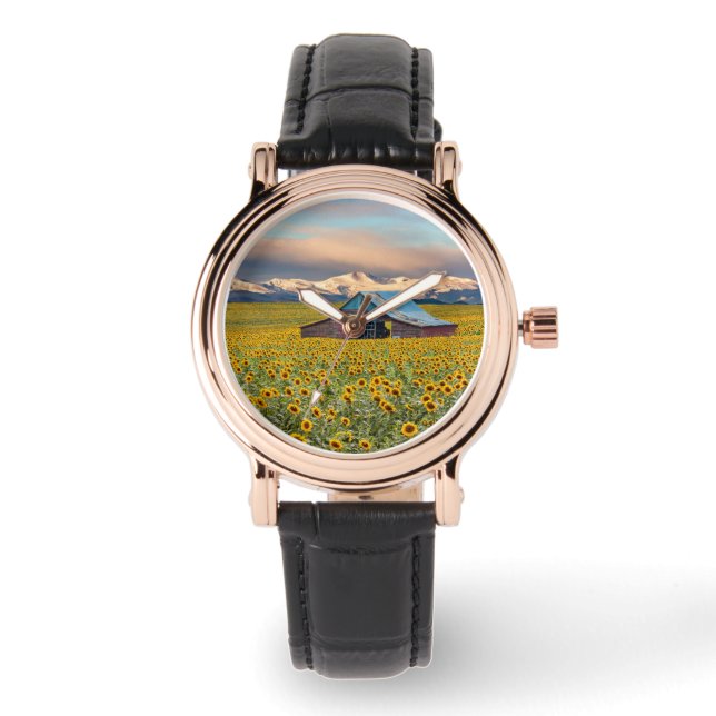 Reloj De Pulsera Granjas | Campo de girasol (Anverso)