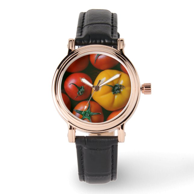Reloj De Pulsera Granjas | Tomates rojos y amarillos brillantes (Anverso)