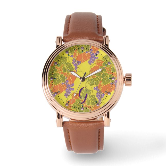 RELOJ DE PULSERA GRAPAS, VINOS DE VIOLACIÓN,MONOGRAMA VERDE AMARILL (Anverso)