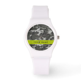Reloj De Pulsera Gray Camouflage Pattern, Your name, Personalize