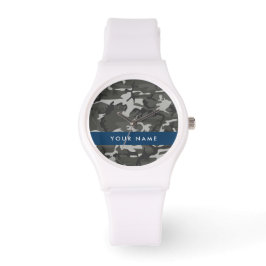 Reloj De Pulsera Gray Camouflage Pattern, Your name, Personalize