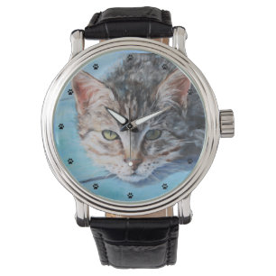 Reloj De Pulsera Gray Tabby Cat Bella Artes