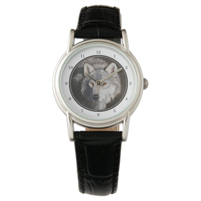 Reloj De Pulsera Gray Timber Wolf Face (Anverso)