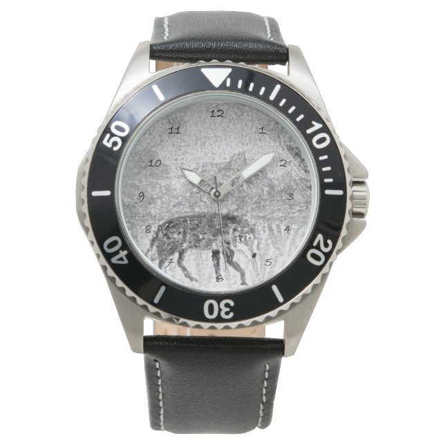 Reloj De Pulsera Gray Wolf Animal Art (Anverso)