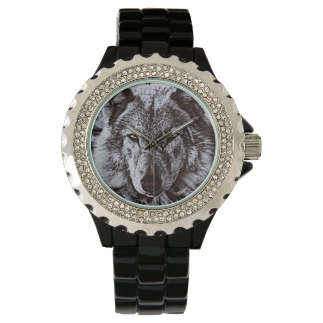 Reloj De Pulsera Gray Wolf Face Wildlife (Anverso)
