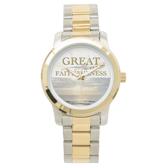 Reloj De Pulsera Great Is Thy Faithfulness KJV Scripture quote (Anverso)