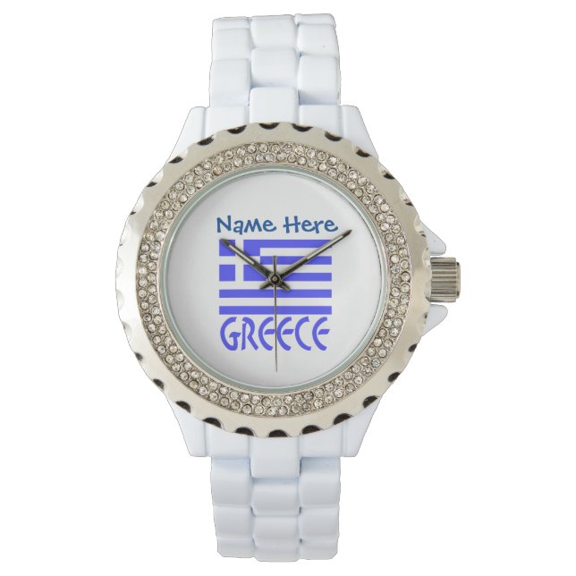 Reloj De Pulsera Grecia y la bandera griega: personalización azul (Anverso)