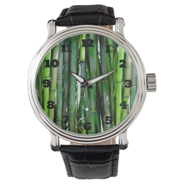 Reloj De Pulsera Green Bamboo Stalks Nature Photography (Anverso)
