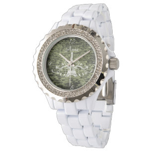 Reloj De Pulsera Green Eiffel Tower Grunge Watch