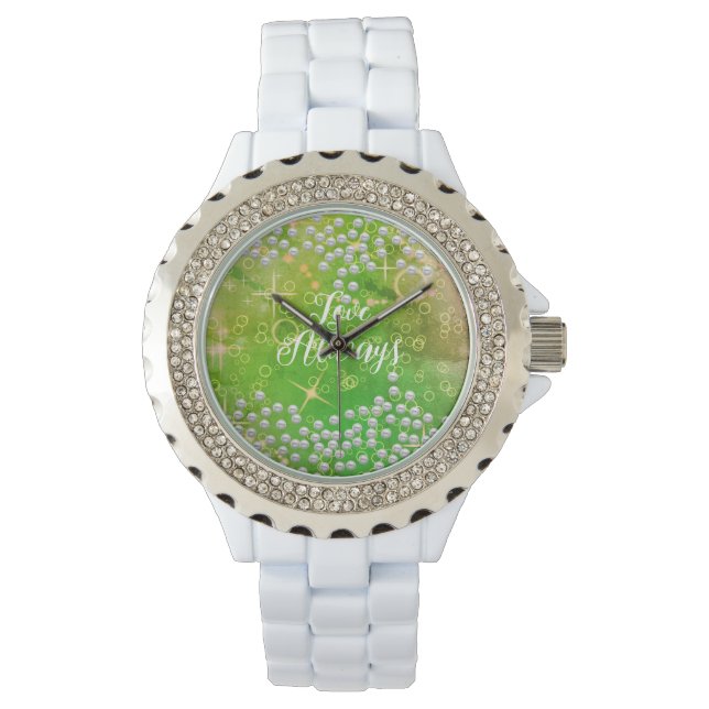 Reloj De Pulsera Green eWatch de Perlas Románticas (Anverso)