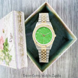 Reloj De Pulsera Green Gems Watch<br><div class="desc">Digitalizado,  imágenes,  diseñado este Abstracto gráfico,  con un texturizado,  patrón-en un vivo,  sombra de Bright-green,  similar a Kelly Green.</div>