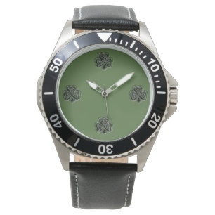Reloj De Pulsera Green grundge trendy man Irish afortunado shamrock