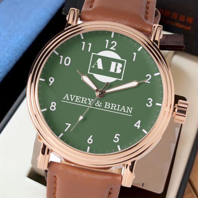 Reloj De Pulsera Green Monogram names of the bride and groom  (Subido por el creador)