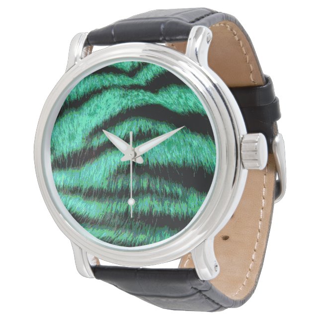 Reloj De Pulsera Green neon tiger de stripes (Angular)