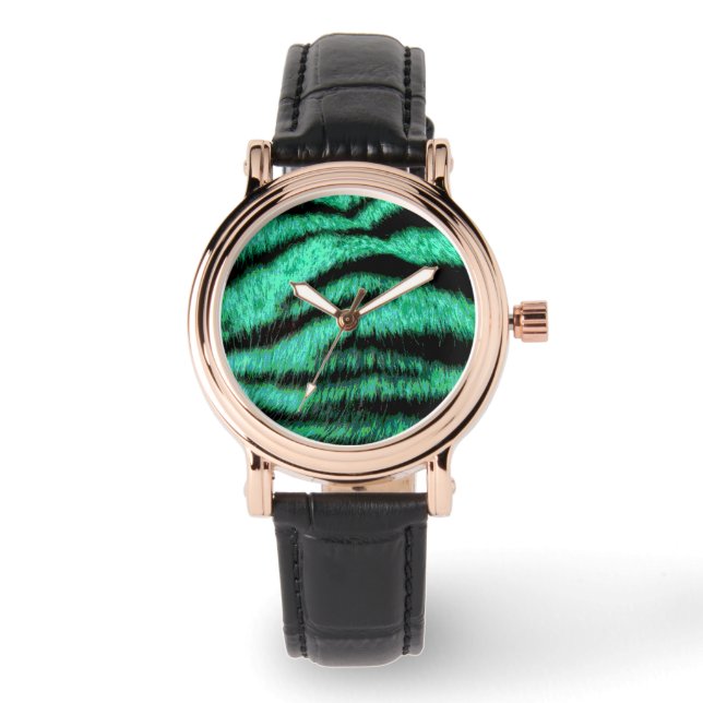 Reloj De Pulsera Green neon tiger de stripes (Anverso)
