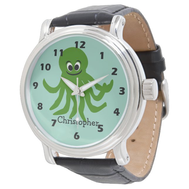 Reloj De Pulsera Green Octopus Design (Angular)