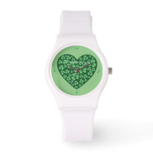 Reloj De Pulsera Green Shamrock Heart St Patrick's Day