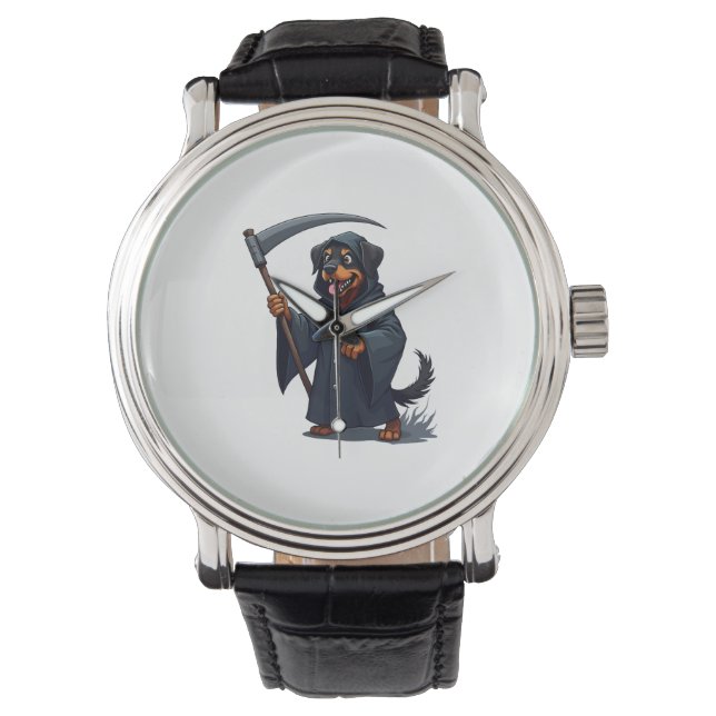 Reloj De Pulsera Grim Reaper Rottweiler Dog (Anverso)