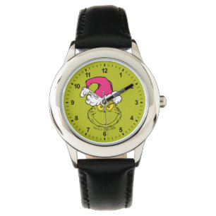 Reloj De Pulsera Grinch con sombrero rosa de Santa