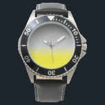 reloj de pulsera gris amarillo moderno<br><div class="desc">Combré amarillo-gris en un estilo contemporáneo. Cuidado con los que disfrutan del arte abstracto. Ahora puede personalizarlo con su monograma, texto, logotipo u otros elementos de diseño. Alma Wad creó la obra original. __________________ El amarillo está asociado con la señal de Gemini en la astrología occidental . Puede tener esto...</div>